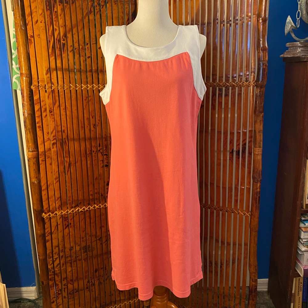 IZOD cotton sleeveless pink and white dress XL